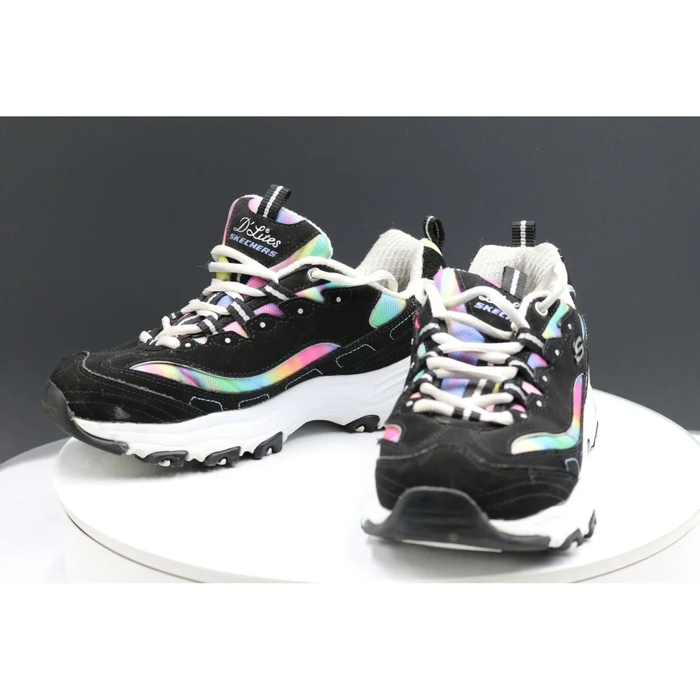 Skechers D'Lites Sneakers Womens Sz 6.5 Rainbow Retro Comfy Leather Chunky Y2K